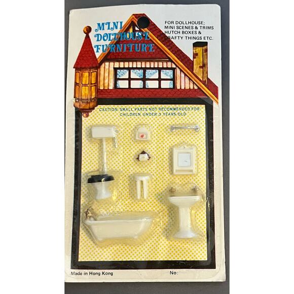 Fibre Craft Mini Doll Accessories Bathroom 2 Dining Bedroom Lot Four Set New - Picture 9 of 10